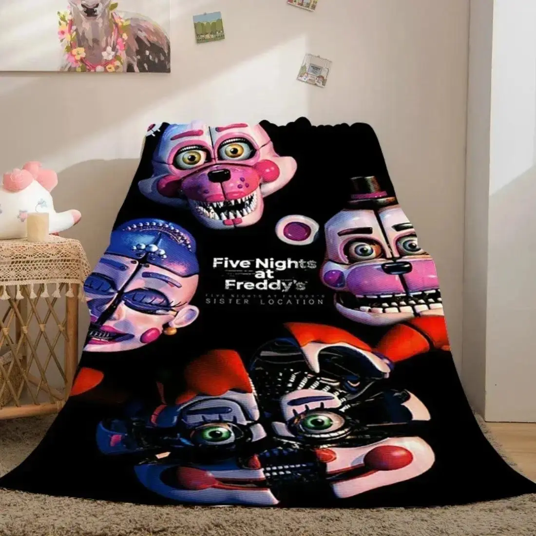 5 Nights at Freddy's Video Game Winter Flannel Blanket - 100% Polyester Premium Microfiber, Warm Soft Fluffy Decorative Throw, All Seasons Bedding Accessory, Adult Sofa Use, Christmas Valentine's Day Gift, Cooling Animals-Themed Linen