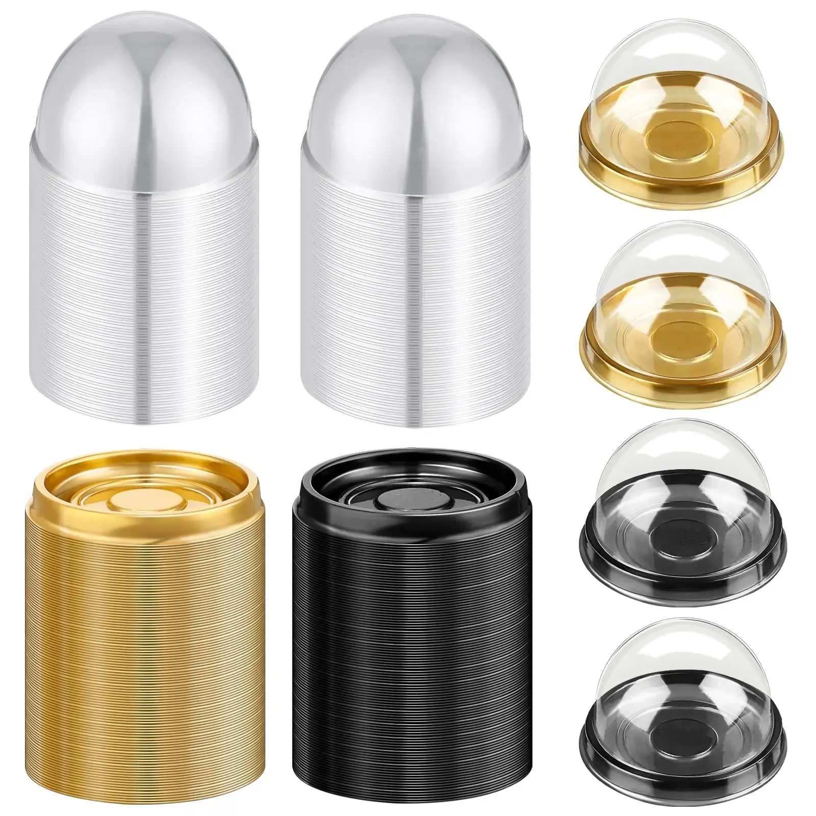 200PCS Mini Cupcake Boxes Containers Clear Plastic Muffins Cheese Pastry Containers with Dome Lids for Wedding Birthday Party Gifts Supplies