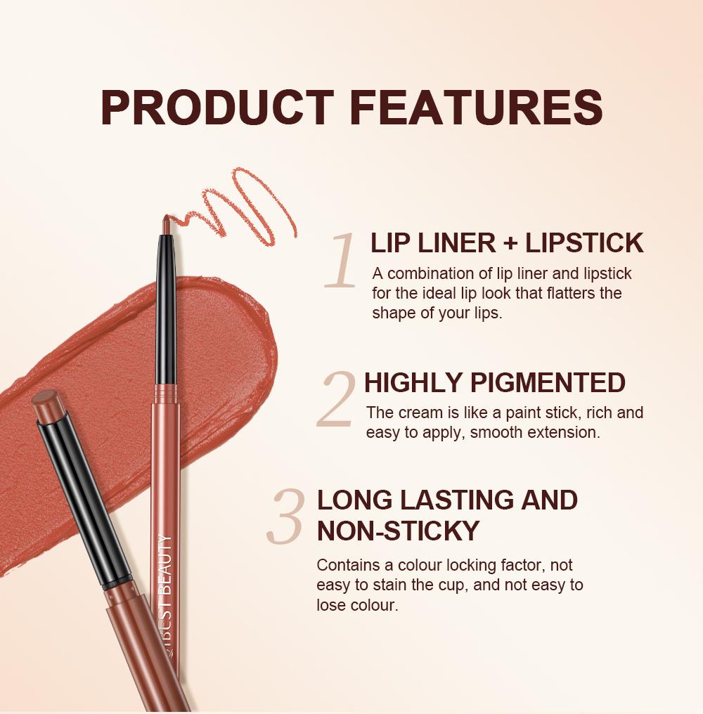 Matte Lipstick + Lip Liner Set, Long-Lasting Natural Nude Color, Non-Fading Lip Makeup Kit, Complete Solution for Lip Beauty