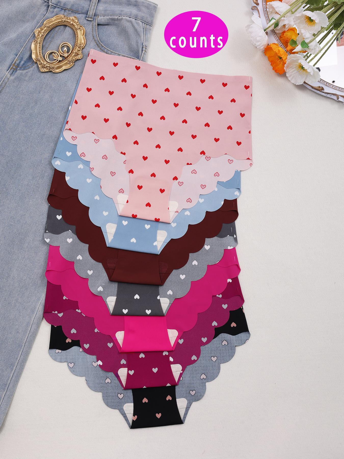 Women's Plain Scallop Trim Seamless Knicker, Soft Comfy Breathable High Waist Casual Panty for Daily Wear, Underwear for All Seasons