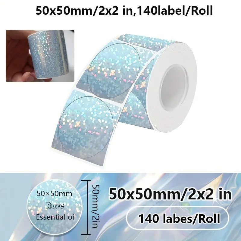 1 Roll Holographic Thermal Labels, Durable Thermal Printing Labels, Thermal Printer Stickers, for Address, Barcode, Price Tags, Compatible with Multiple Printers