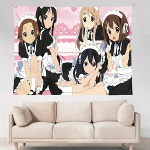 Sweet Kawaii Anime Girl Tapestry Wall Hanging, Maid Cat Ears Ins Style Banner, Otaku Gamer Room Aesthetic Decor, Living Room Art Poster