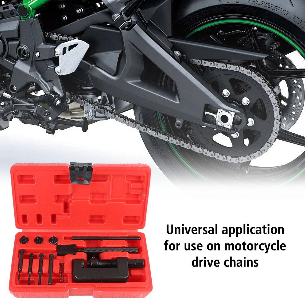 Motorcycle Chain Breaker, Motorcycle Bike Chain Splitter Link Riveter Set with Red Case, Car Repair Tool Kit, Mechanic Tool Kit, Multifunctional Tool Kit