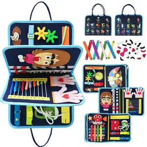 Montessori Felt Busy Board for Kids Aged 3+, Preschool Learning Materials, Sensory Activity Book, Learn Letters, Counting, Fine Motor Skills, Portable Quiet Book