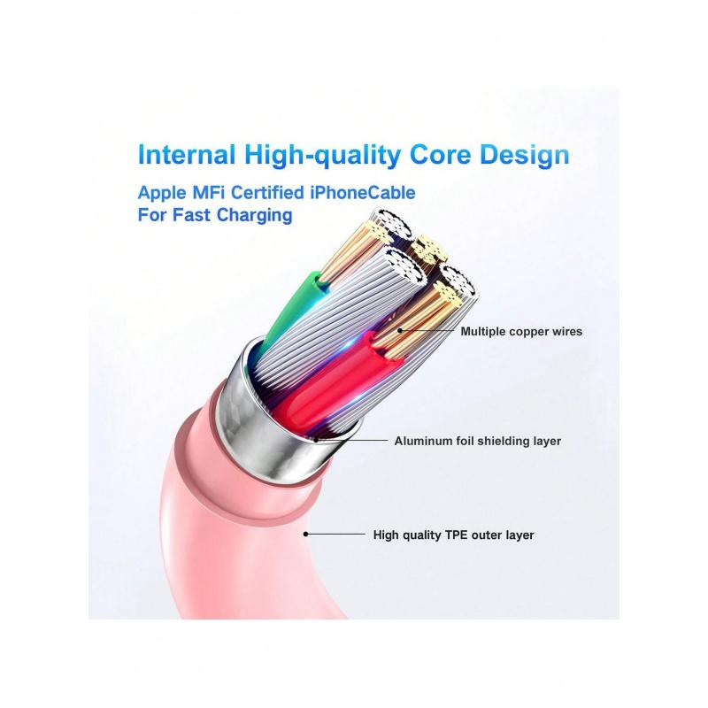 1m/2m/3m Extra Long Charger Cable for Apple. Available in multiple colors, supporting fast charging and high-speed data sync for Apple devices. USB-C to Lightning Cable, compatible with Apple 14/13/12/11 Pro Max/Mini/XS MAX/XR/XS/X/8/7/6s/SE, iPad.