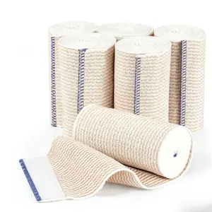 6 Pack Latex Free Cotton Elastic Compression Bandage Wrap, Reusable Self Closure Athletic Tape for First Aid Sprain Swelling Injury Recovery Sports Ankle Knee Wrist Support
