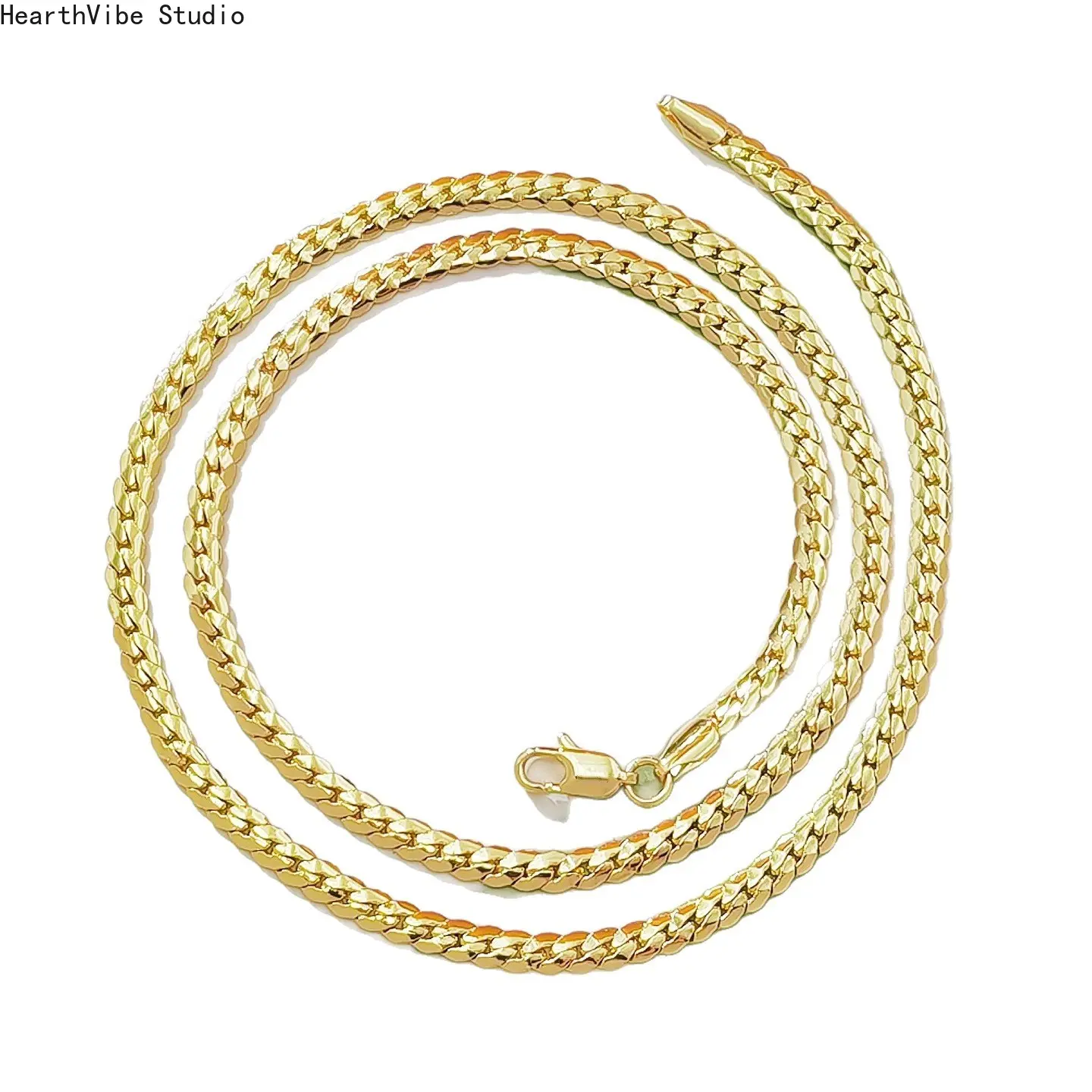 Unisex Gold Cuban Link Chain Necklace - Heavy-Duty Flat Curb Link Chunky Chain with Lobster Clasp, Hip Hop Rock Jewelry, Birthday Gift Ideas for Sports & Outdoor Accessory Enthusiasts