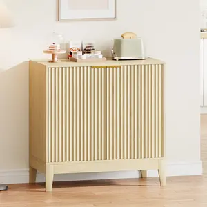 Sideboard Buffet Cabinet with Storage, 32" Modern Fluted Accent Cabinet with 2 Doors, Small Wood Console Table for Living Room, Dining Room, Kitchen, Entryway