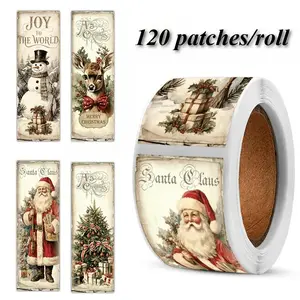 120pcs Christmas Retro Roll Stickers, Office Stickers, High-Value Positive Energy Gifts for Decorating Journals, Scrapbooks, Notebooks, Computers, Water Bottles, Cars, Etc.