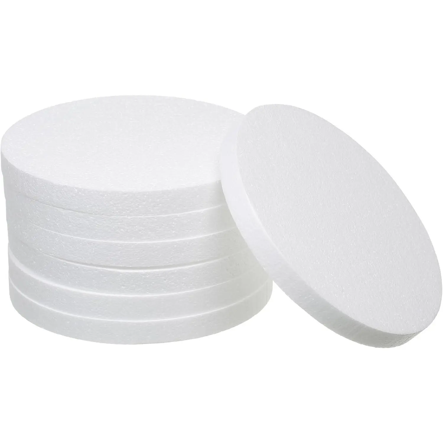 10x1in Round Foam Circles for Crafts 7 Pack Polystyrene Discs White