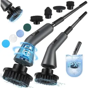 Electric Spin Scrubber -[Version] [IPX7 Waterproof] Scrubber Electric with 7 Brush, 2 Speed, 400 RPM Scrubber with Detachable Long Handle for, Home