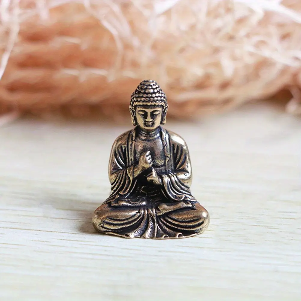 Pure Brass Miniature Shakyamuni Buddha Figurine, Home Decor Ornament, Elegant Buddhist Statue, Perfect for Meditation Spaces