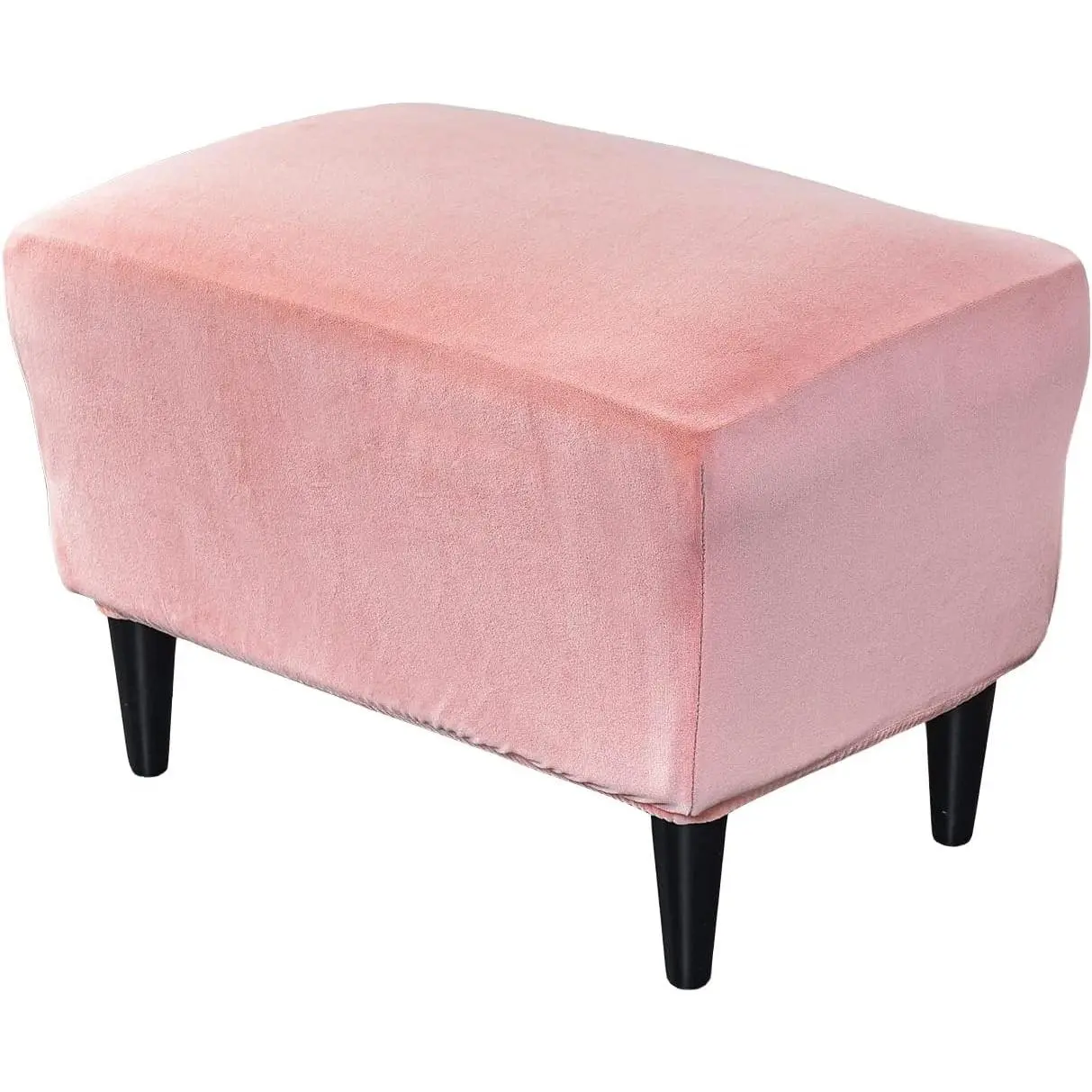 Stretch Ottoman Covers, Velvet Ottoman Slipcover Rectangle Storage Stool Cover Footstool Slipcover for Living Room Furniture Protector (Pink)
