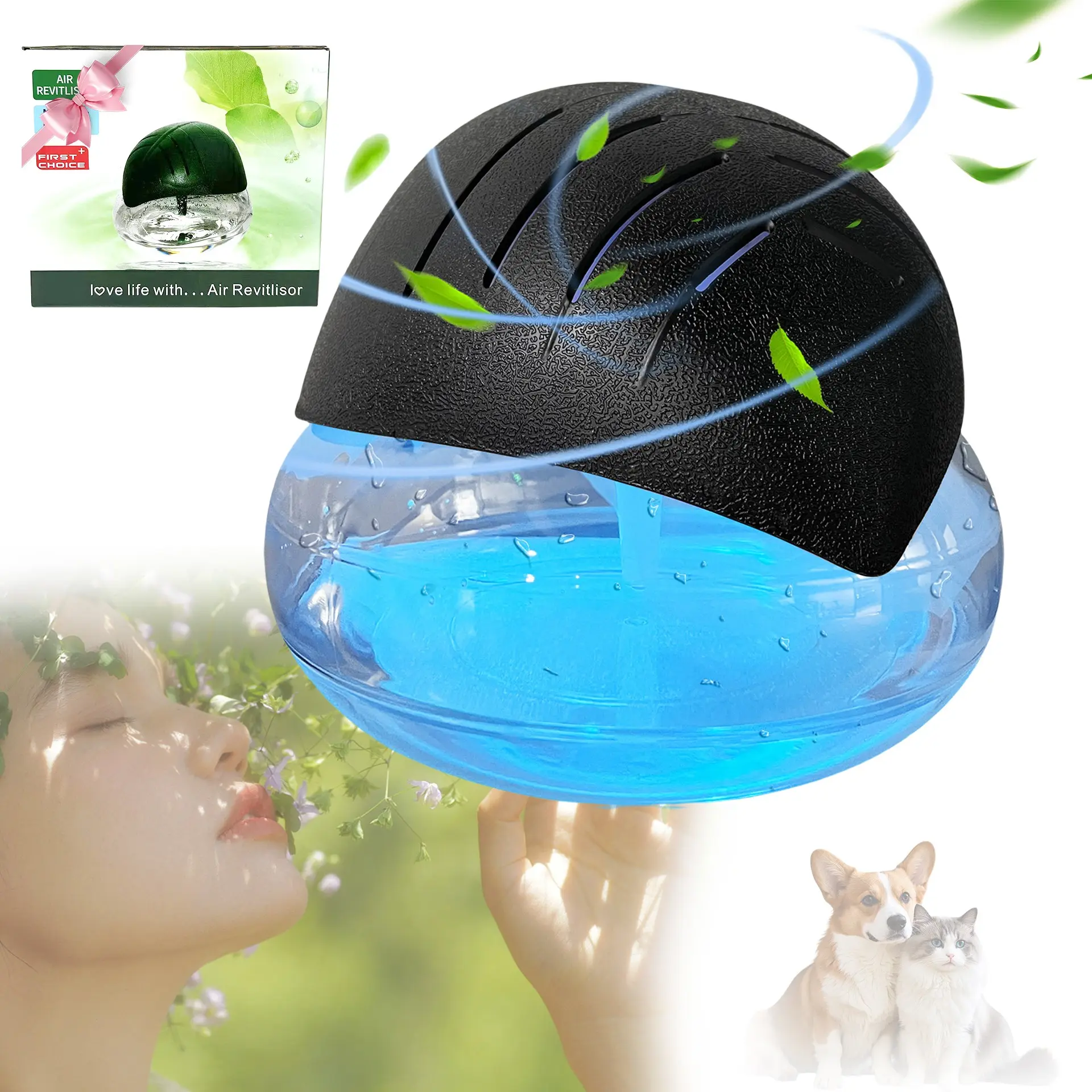 Twister Air Purifier, Water Filter and Aroma Diffuser with LED Light, Compact Design for Home and Office