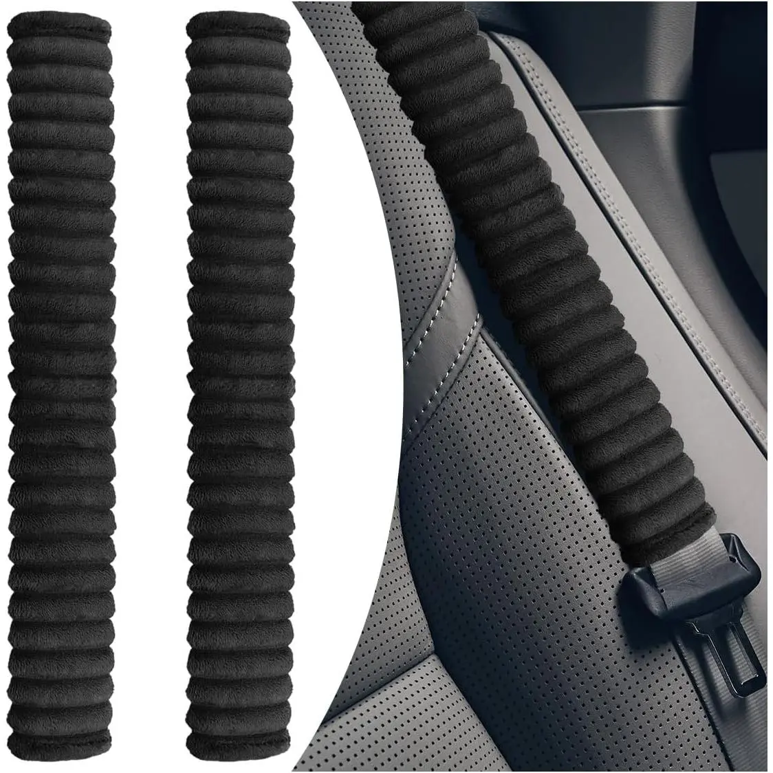 2 count  Seat Belt Covers, Comfortable Driving Auto Seat Strap   Pad, Soft  Safety Strap Protector Cushion,   Interior Accessories for SUV,  (Black)