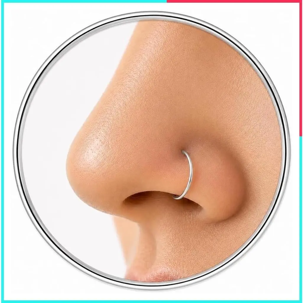 Dainty 20G 7mm Sterling Silver Nose Ring Hoop - Handmade 925 Nose Piercing Jewelry for Women - Gift Ready