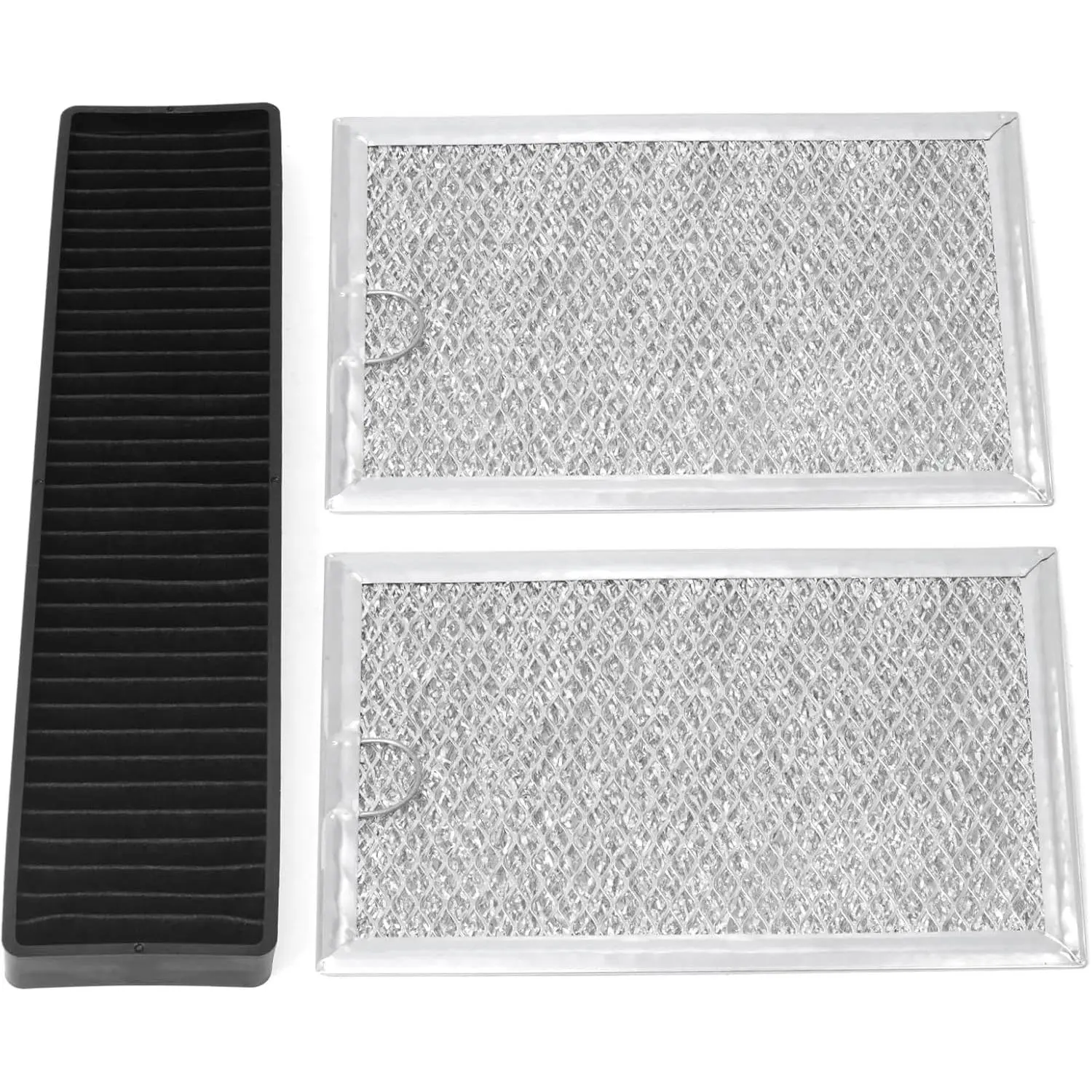 Microwave Filter Set Compatible with GE JVM7195SK6SS PNM9216SK5SS JVM7195EK5ES JNM7196DK5BB JVM7195DK5WW JNM7196SK6SS Microwave Oven Grease & Charcoal Filters Replacement Part, 3 Pack