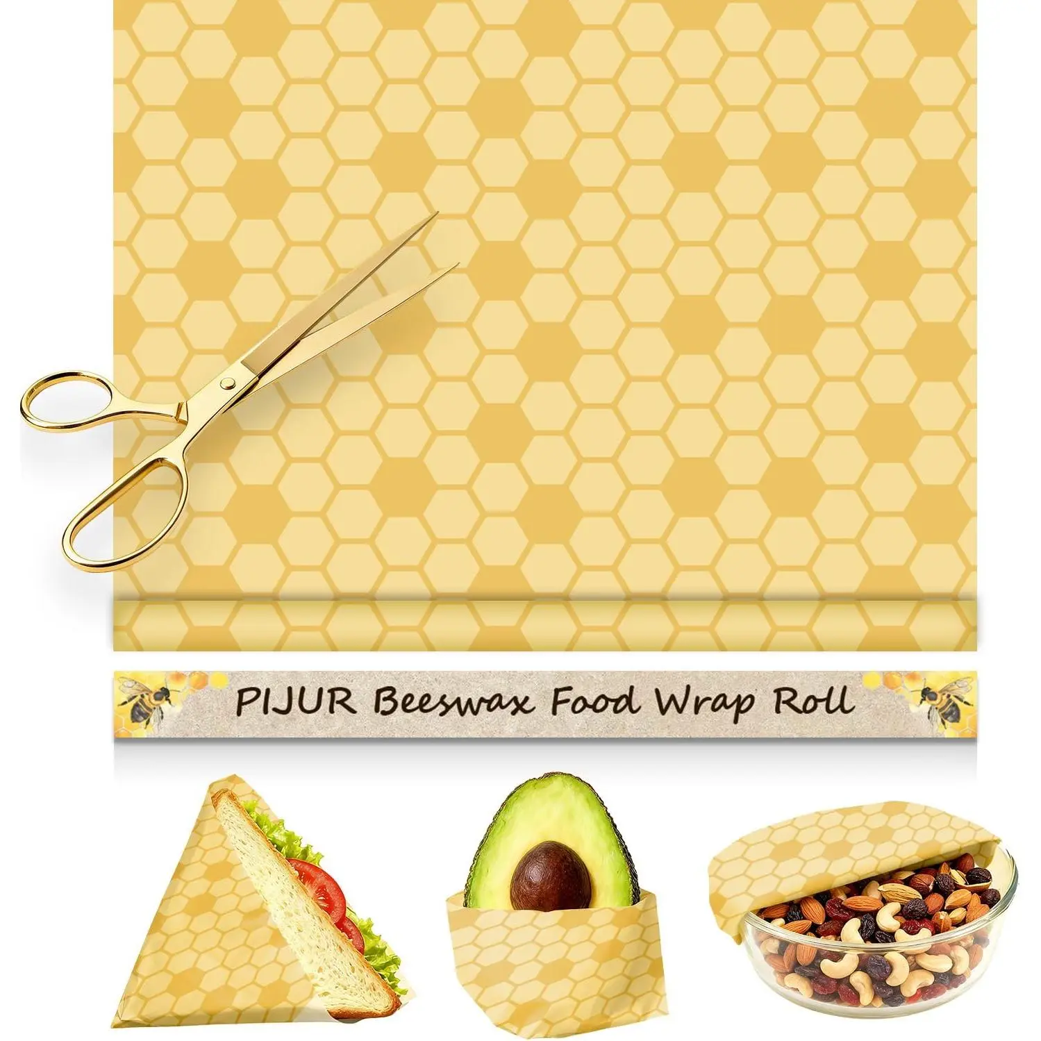 Beeswax Wraps For Foods, Cheese, Sandwich & Bread- 13 x 39'' Cut to Size -   Storage Alternative to Plastic Wrap & Cheese Paper ( Pattern001, 13x39'')
