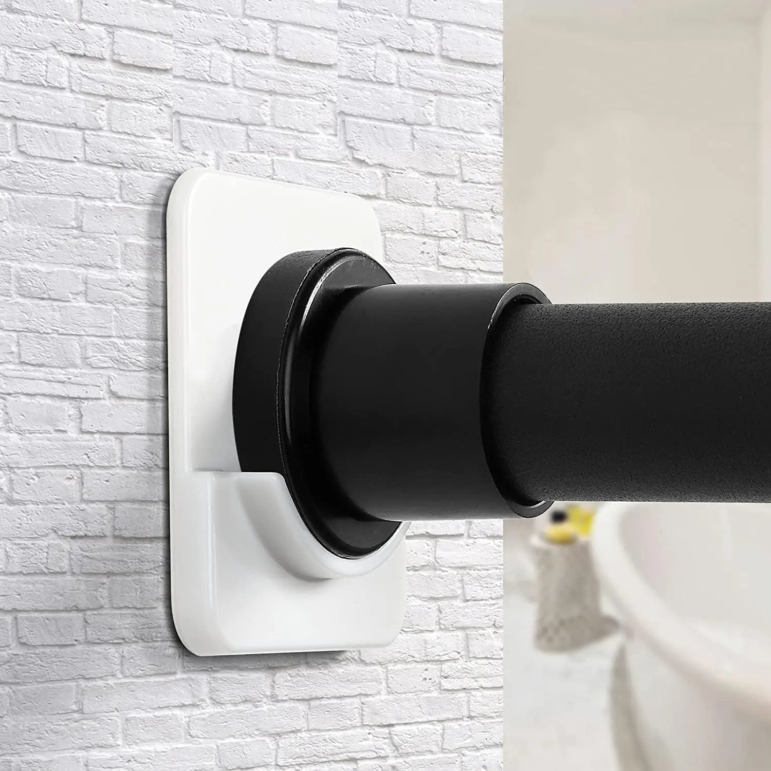 Adhesive Shower Curtain Rod Holder | No Drilling, Sticking them up Or Easy places to drill for a fixture |  Hold | 2 Pack, White (Rod Not Included)
