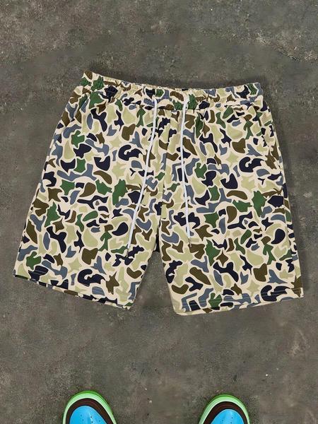 Unisex Camo Print Shorts, Regular Fit Casual Street Shorts for Summer, Fashion Men's Bottoms for Daily Wear
