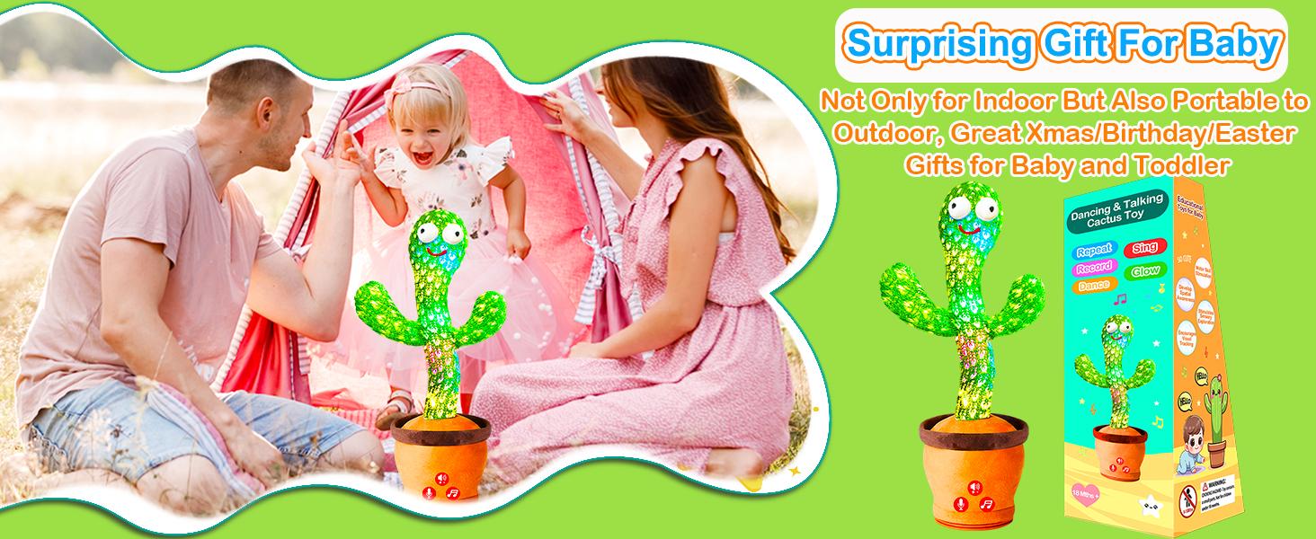Baby Toys Interactive, Dancing Talking Cactus Toy Volume Adjustable, Mimicking Singing Repeating, Easter Gifts / Easter Basket Stuffers for Baby Toddler, Toddler Infant Baby Toys Gifts for Boys Girls(Gag Toys & Practical Jokes)(Gag Toys & Practical Jokes)