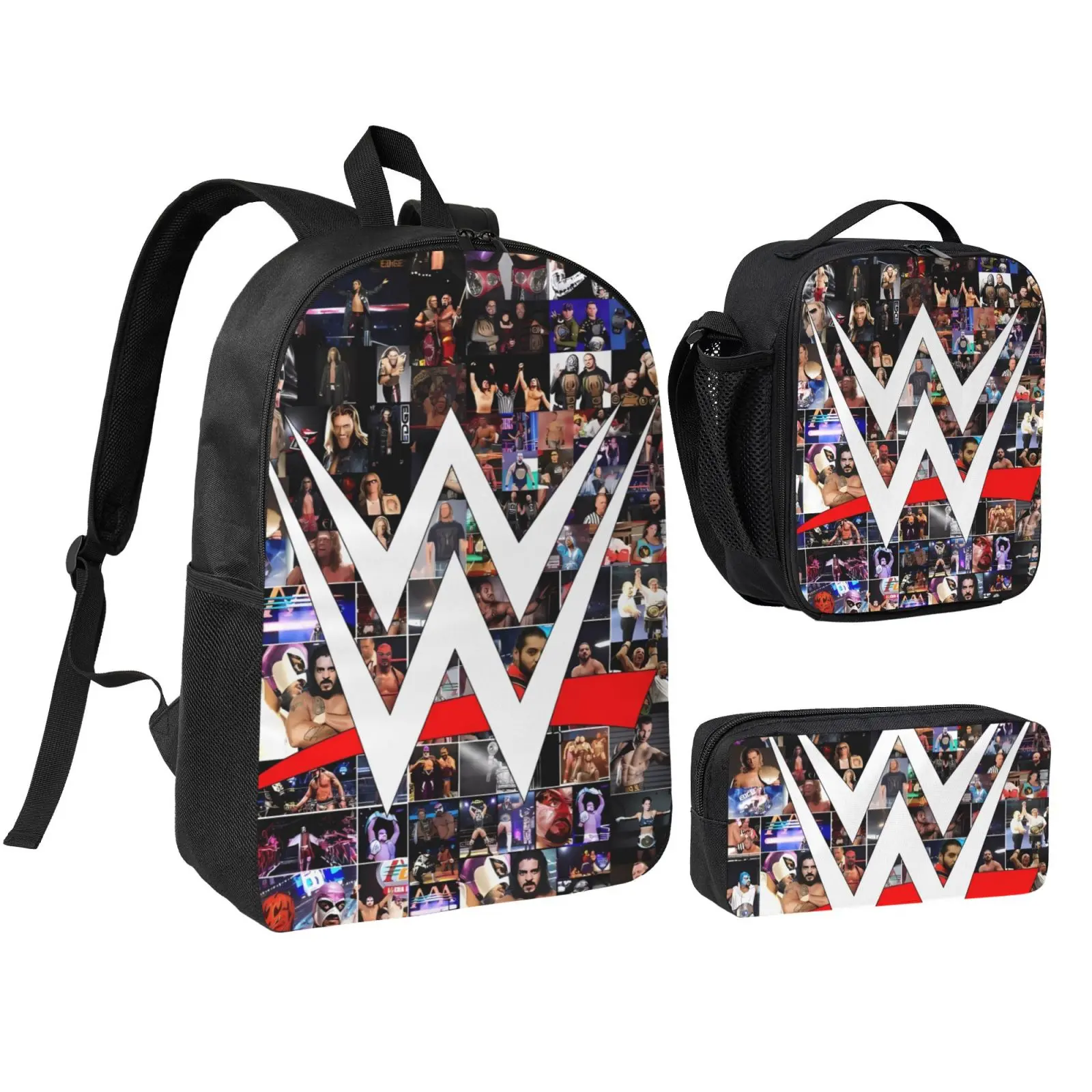 WWE Backpack -3 Piece Set  - Case Laptop Bag Outdoor Sports Casual Daypack Backpacks For Travel Work Hiking