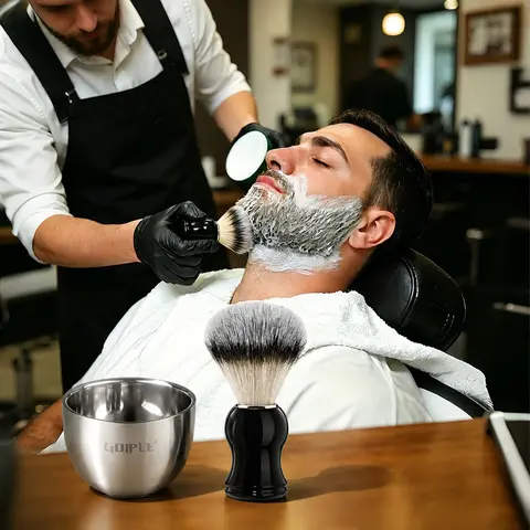 Men's Shaving Brush Set, Shaving Tool, Minimalist Style, Shaving Accessories, Wet Shaving Brush + Bowl, High Density Bristles, Gentle on Skin, Ergonomic Handle, Easy to Clean
