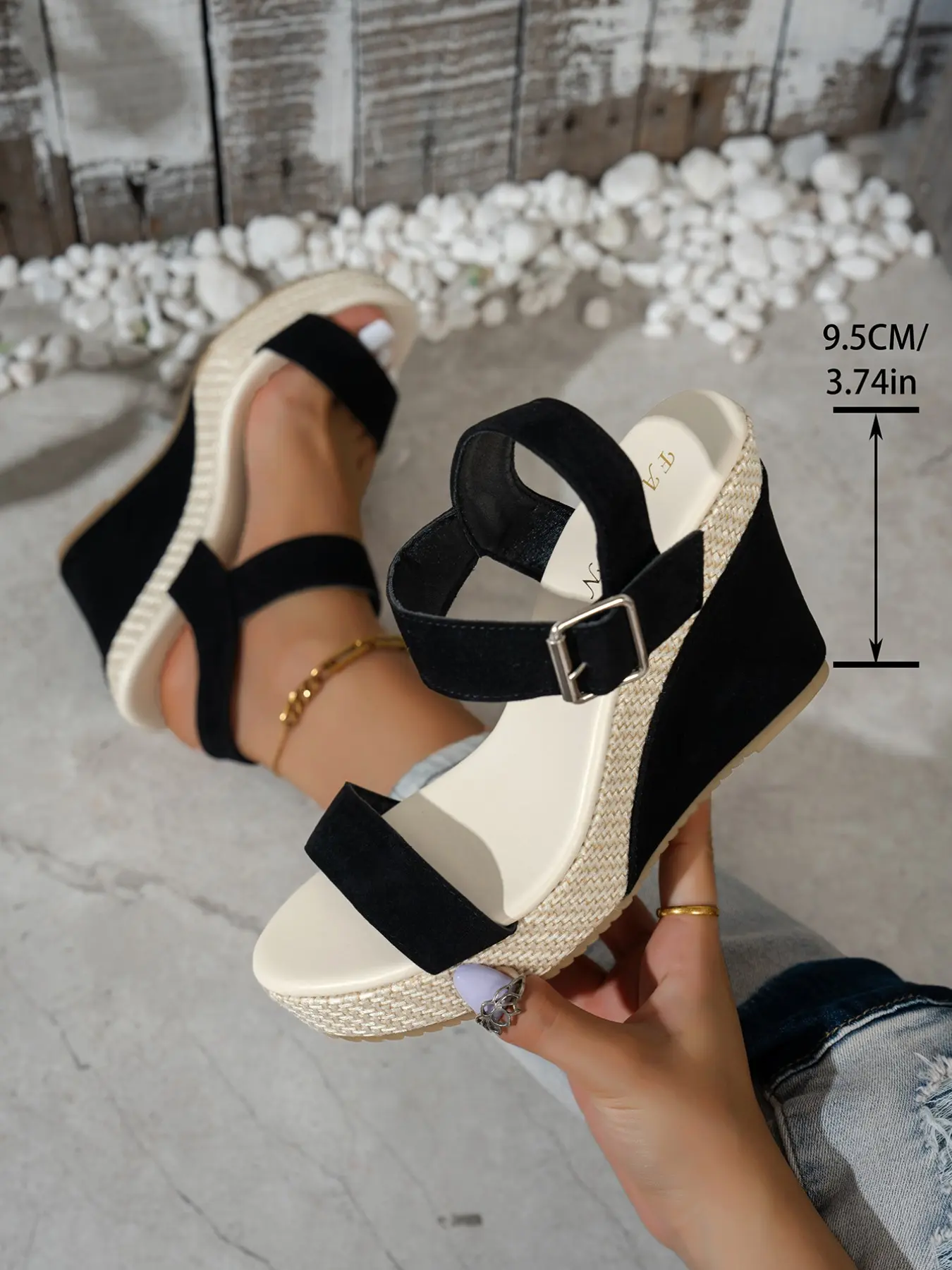 Women's Wedge Espadrille Sandals, Strappy Platform Buckle Ankle Strap, Summer Vacation Resort Heels, Comfortable & Stylish Footwear