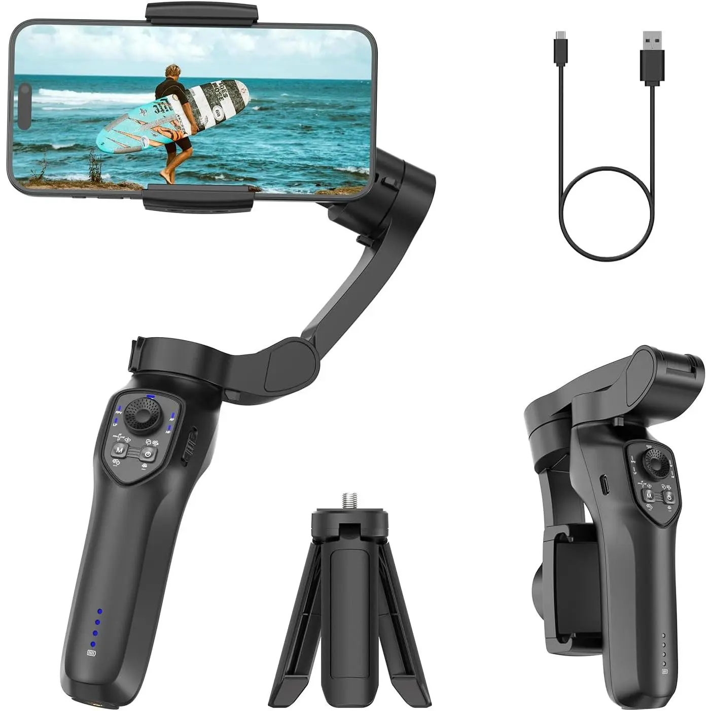 L7C Pro, Gimbal stabilizer for , Phone Stabilizer for Video Recording with /Object , 3-Axis Gimbal for Android &  15 Pro Max, Foldable Phone Gimbal Vlog Recording