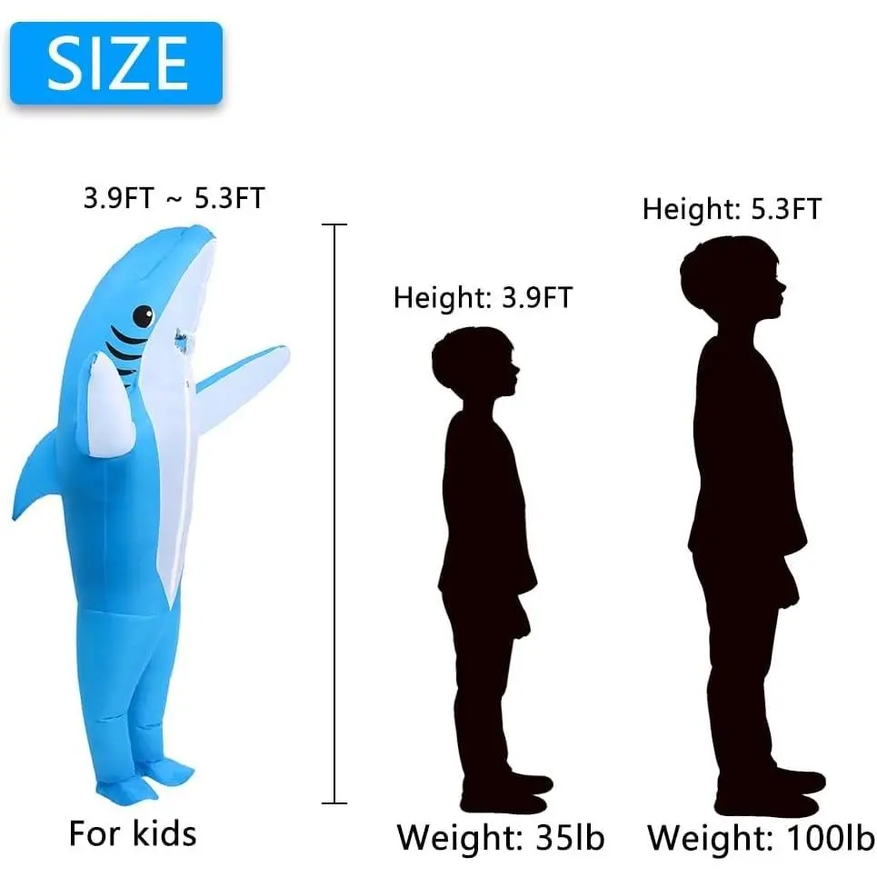 Inflatable Shark Costume for Adults & Kids | Funny Blow Up Halloween Cosplay Costume for Men Women(Gift)