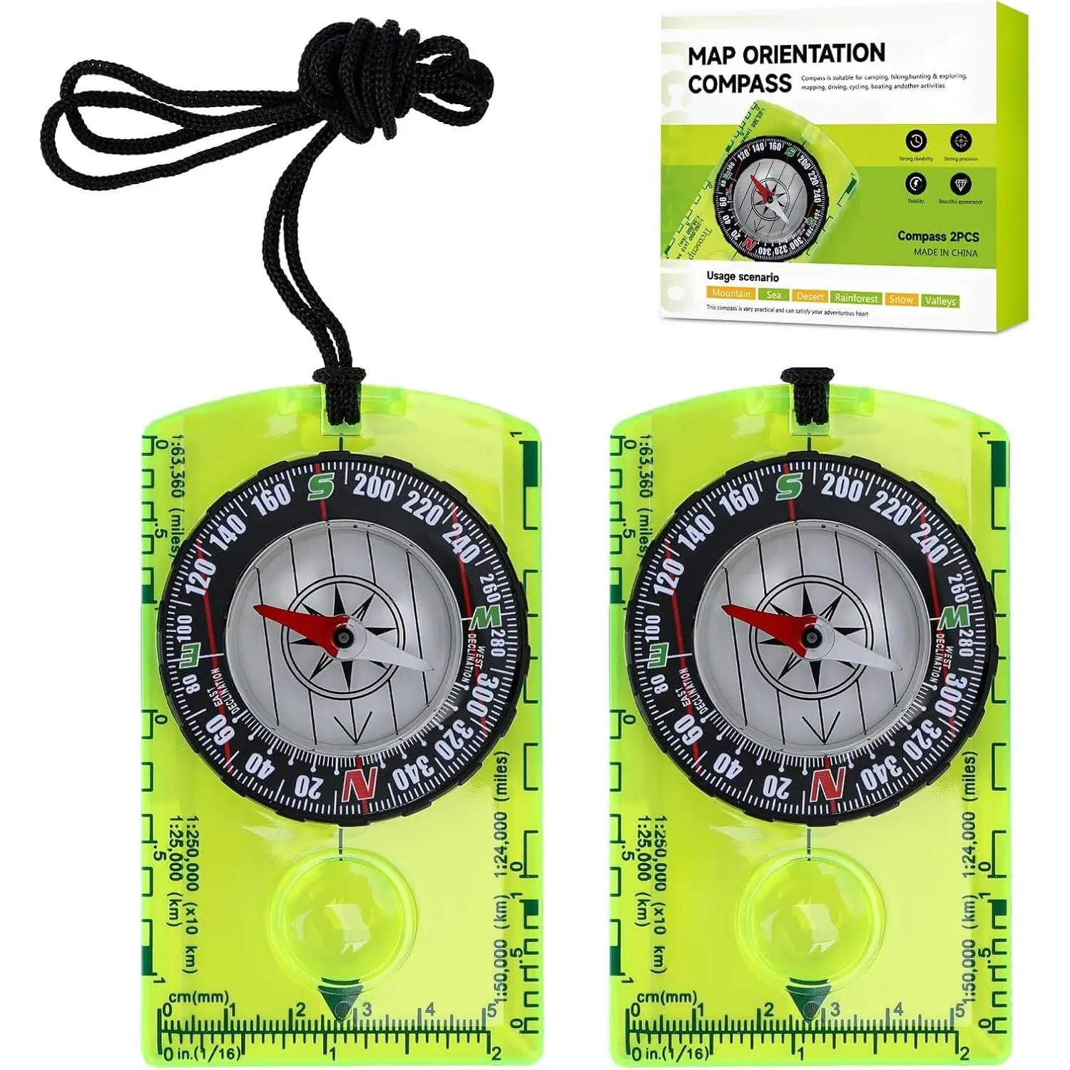 Outdoor Compass with Adjustable Declination, Magnifier, Ruler, Scale, Multifunctional   Compass for Map Reading, Hiking, Camping, Navigation and .