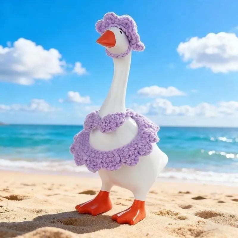 7 Inch Desktop Duck Puppet Set, Bikini Style Handmade Mini Porch Duck Swimsuit, Desktop Duck Decorative, No Duck Included