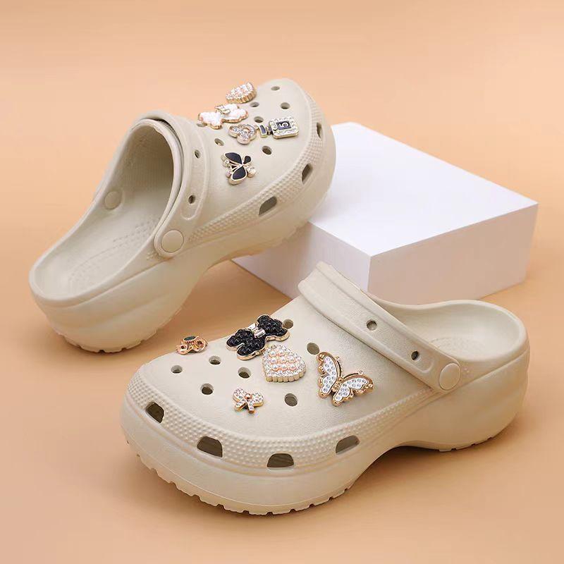 Women's Cute Rhinestone Decorated Slides, Casual Comfortable Platform Slippers for Beach, Eva Beach Slippers, Fashionable Shoes for Indoor & Outdoor Wear, Girl, Soft Sole Slippers arch support clog comfortable mule