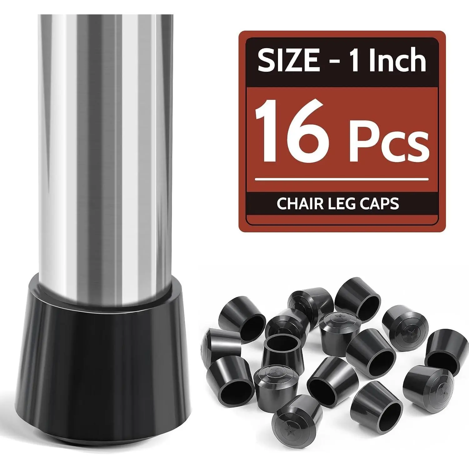 1 Inch Rubber Chair Leg Floor Protectors, 16 Pack - Prevent Floor Scratches, Reduce Noise, Non-Slip, Ideal for Dining Chairs, Bar Stools, Outdoor Furniture, Office & Desk ChairsGift