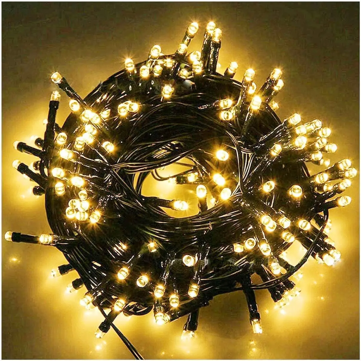 33ft Black Wire 100 LED Plug in Fairy Lights String Indoor Outdoor Decor | Blacklight Glow Warm Yellow Decorative Lights for Backyard, Garden Tree, Wedding Party, Patio, Christmas, Holiday