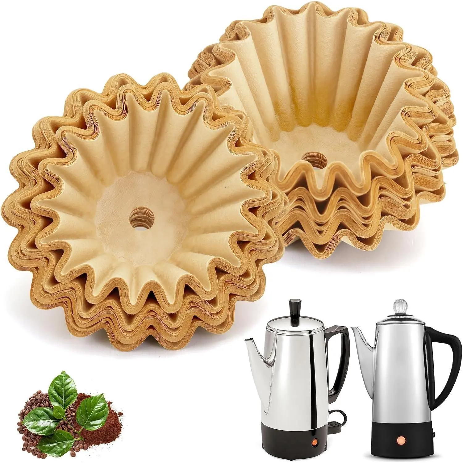 Disposable Percolator Coffee Filters - Kitchen Bulk Pack (200 Pcs Unbleached Pre-Pierced Filtration Paper) Compatible with 6-Cup & Presto Coffee Percolators