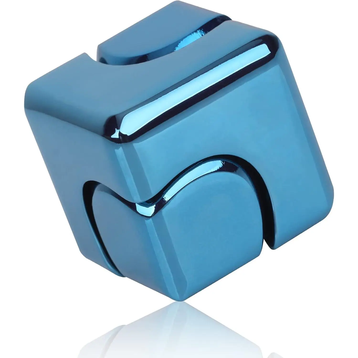 QLKUNLA Fidget Cube Spinner Anti-Anxiety Focusing Fidget Toys EDC Fidgets Spinner 4-in-1 Toy Metallic Focus Toy Cube Finger Top Desktop ADHD Stress Relieve Toys for Kids and Adults (Blue)