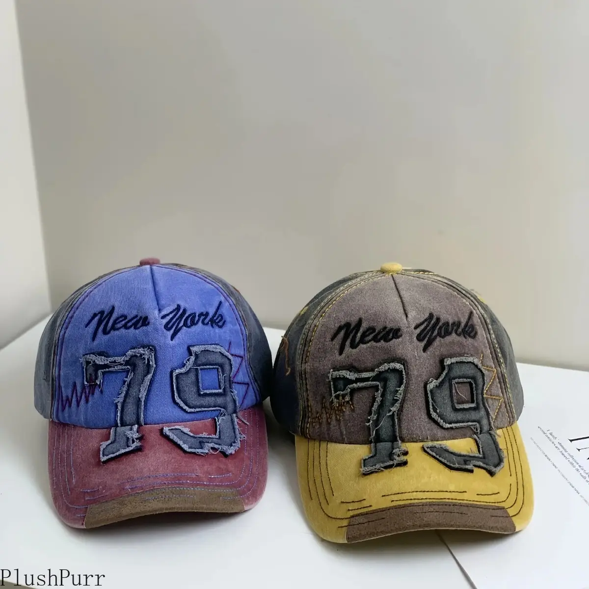 Vintage Baseball Cap with Letter Embroidery, Unisex Washed-Effect Polyester Dad Hat with Curved Brim for Summer