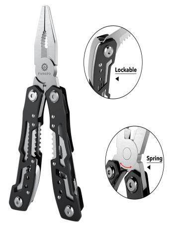 14-In-1 Professional Stainless Steel Multitool with Safety Locking, Pliers, Pocket Knife, Bottle Opener, Screwdriver and Nylon Sheath, For Survival, Camping, Hunting and Hiking 1 Pcs