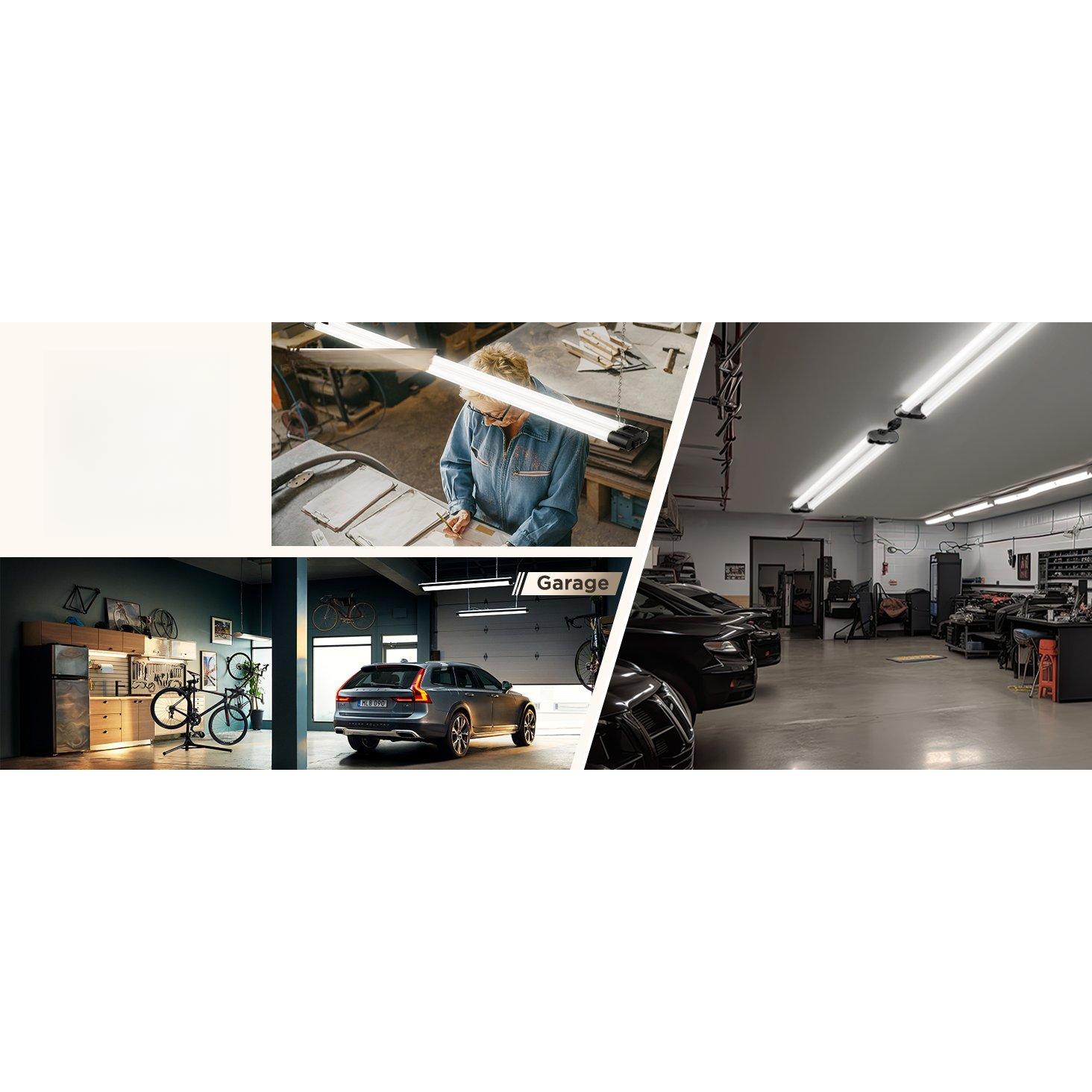 LED Shop Light, 4ft, Utility, Black, Frosted, Plug & Play, 4500 Lumens