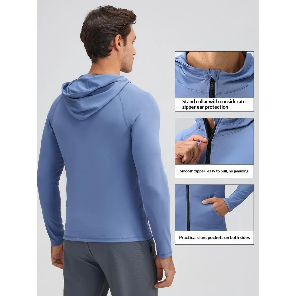 Men's autumn and winter sports jacket zipper stand-up collar fitness clothing long-sleeved quick-drying running fitness training jacket