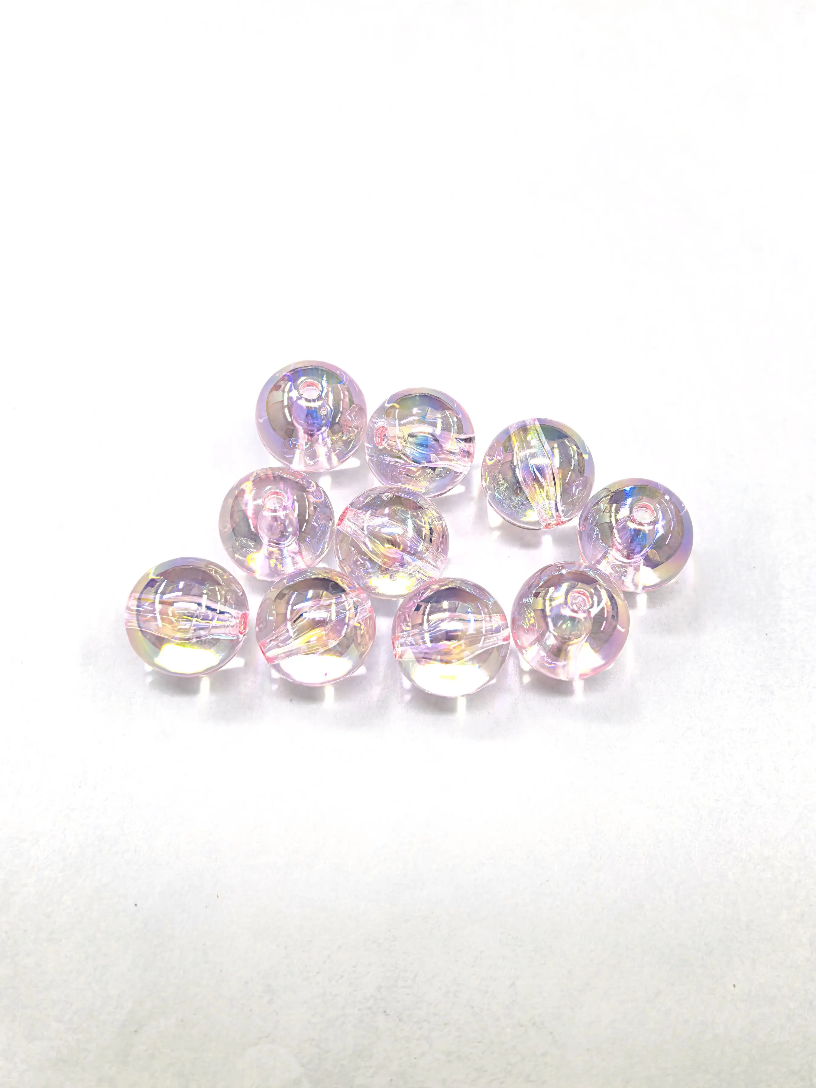 Acrylic Multicolor Round Beads, Ab Color Straight Hole Mixed Color Beads, Electroplated Transparent Colored Beads, Loose Beads for Crafts