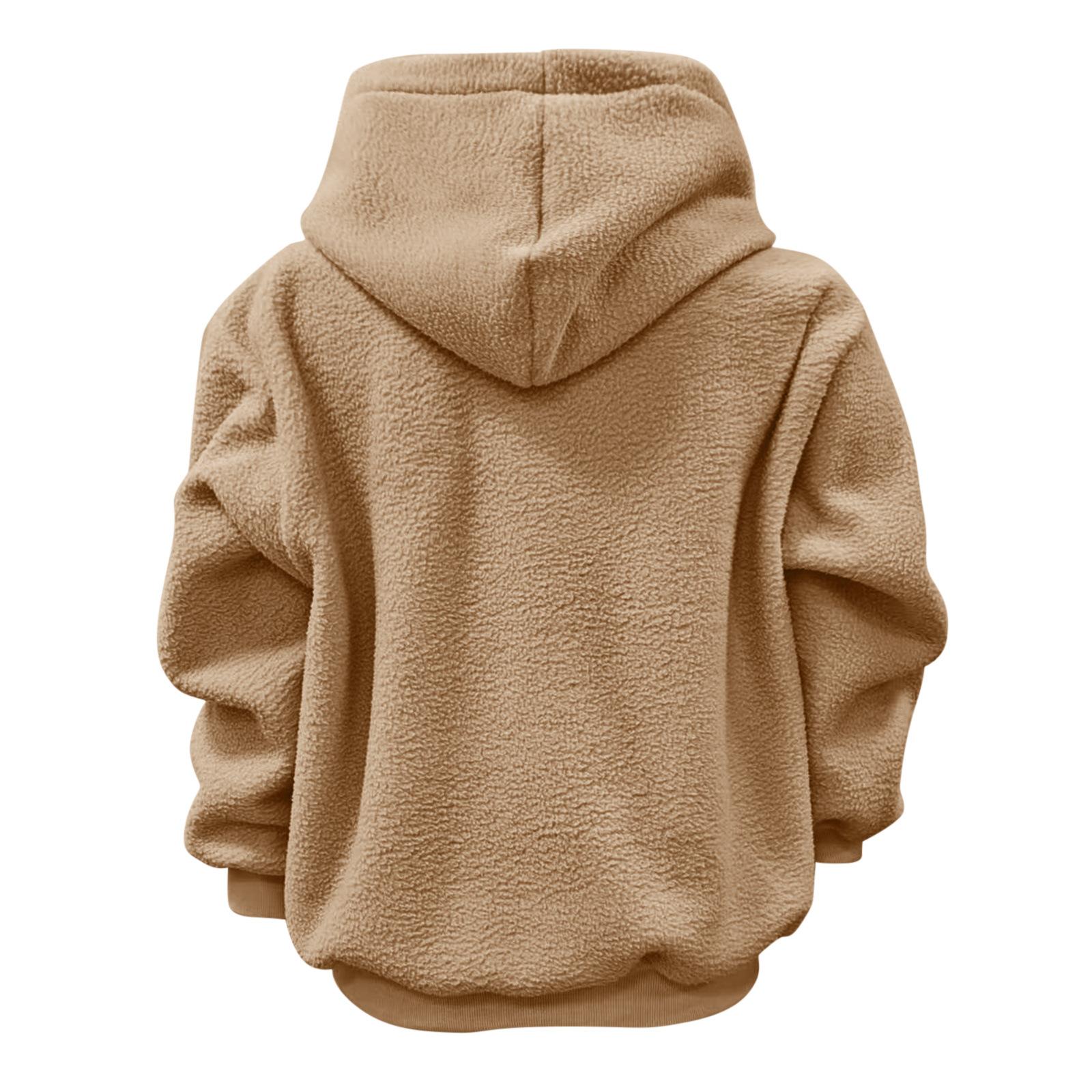Autumn and Winter Solid Color Hooded Plush Pet Pocket Loose Pullover Sweatshirt for Women Fashionable Warm Cold Resistant Polyester,Gift