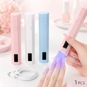 Rechargeable Handheld Mini UV LED Nail Lamp with Digital Display, Portable USB Cordless Gel Nail Polish Dryer Pen, Fast Curing Nail Light for Rhinestone Glue, Nail Extension & DIY Manicure, 3 Colors Pink White Blue