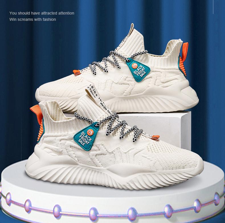 Mens Shoes New Breathable Coconut Shoes Versatile Sports Dad Shoes Flying Weave Fashion Shoes Casual Mesh Running Shoes