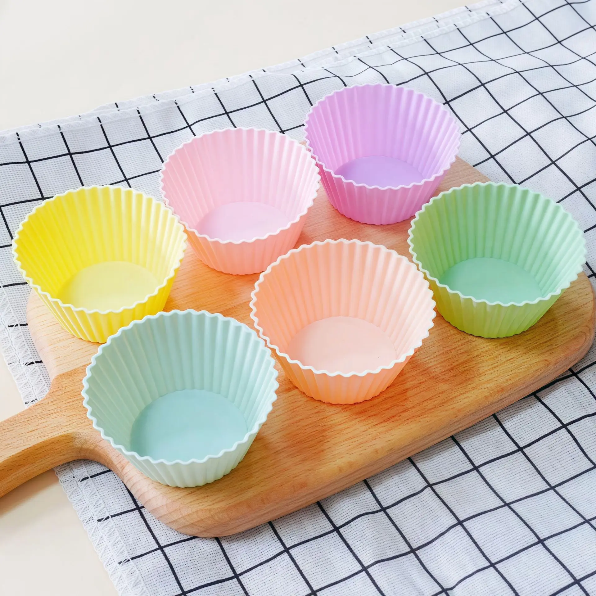 1pc Reusable Muffin Baking Cups, Round Cupcake Liners, Pastry Baking Molds, Multiple Macaron Colors Available for Home Baking