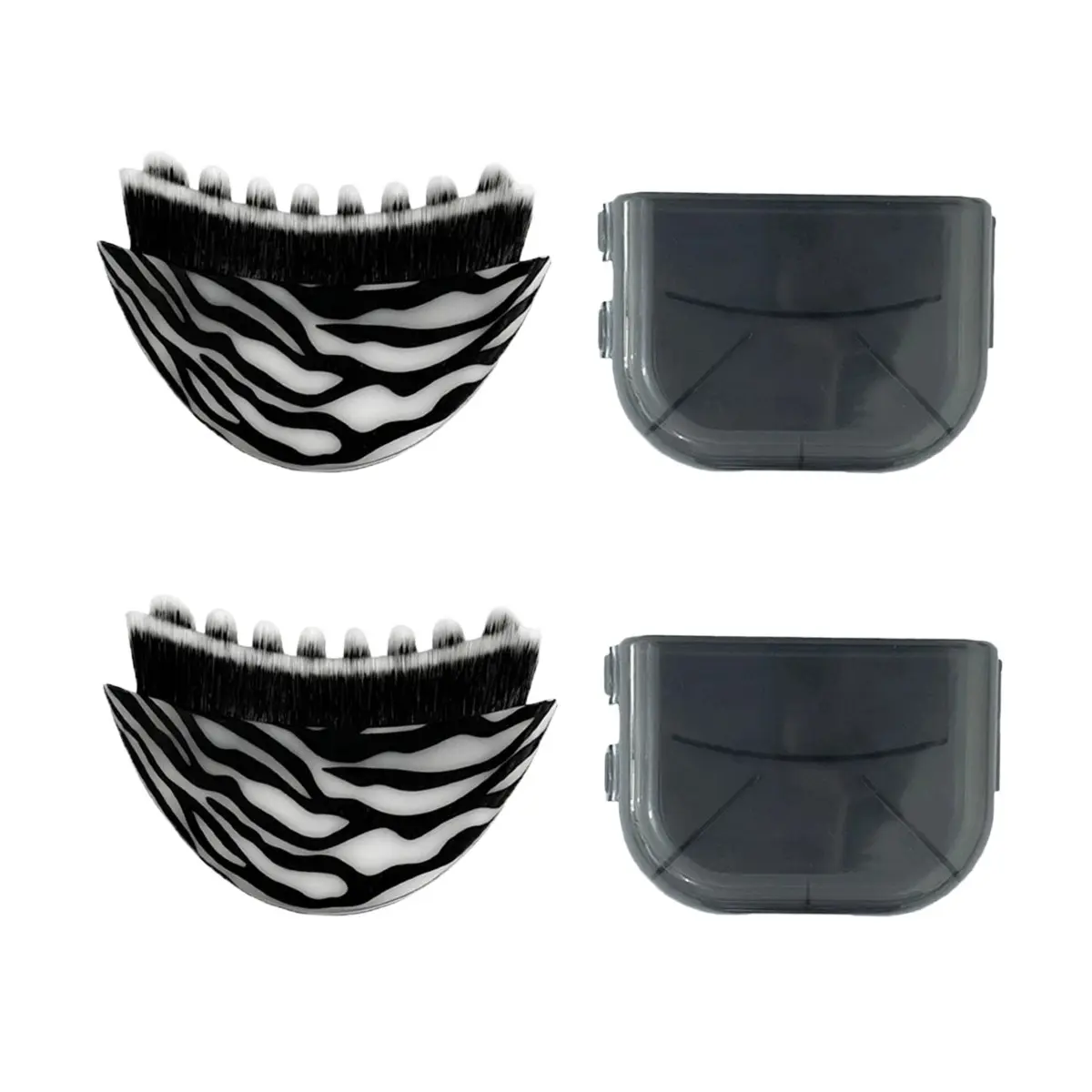 2 Pcs Zebra Pattern Wave Cleansing Brush, Soft Bristle Multi-Use Makeup Brush, Portable Facial Cleaning Tool with Storage Box, Lymph Drainage Face Brush