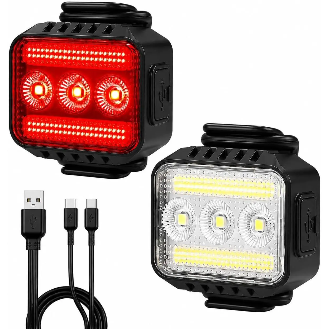 Bright  Lights Set for Night Riding, 9+9 Modes Rechargeable eBike Lights Front and ,   Lights,  Headlight and Tail Light Set for MTB, Off-Road & City Riding