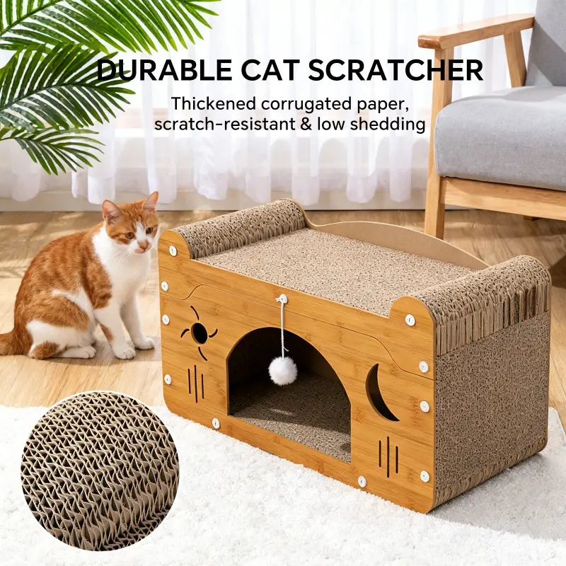 56cm Cutout Cat Scratcher Couch Star & Moon With Teaser Ball for Large & Multi-Cat Households