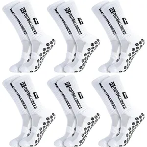 6 Pairs Grip Soccer Socks for Men Anti Slip Athletic Socks Non-Slip Sports Football Basketball Socks with Grip PadsGift.
